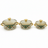 Cream 3-Piece Enamel Casserole Set with Floral Design - 12 cm / 14 cm / 16 cm - Al Kabayel Discount CentreCream 3-Piece Enamel Casserole Set with Floral Design - 12 cm / 14 cm / 16 cmCasserolesAKDCAl Kabayel Discount Centre