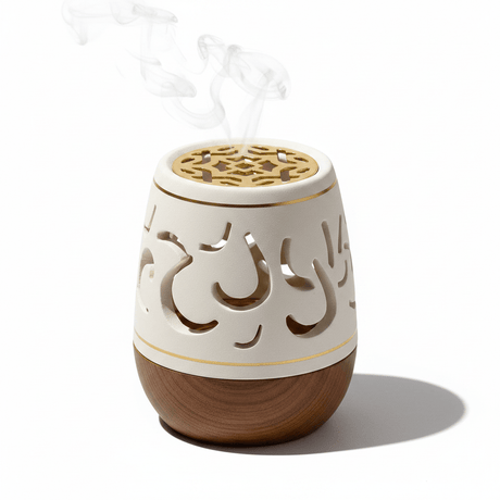 Cream & Brown Chalk Incense Burner | Arabesque Lattice Design | 10cm - Al Kabayel Discount CentreCream & Brown Chalk Incense Burner | Arabesque Lattice Design | 10cmIncense BurnerAKDCAl Kabayel Discount Centre