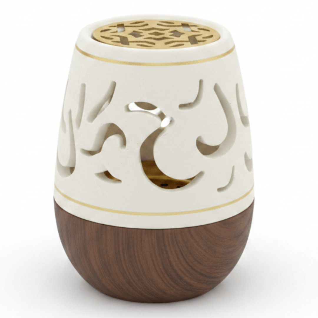 Cream & Brown Chalk Incense Burner | Arabesque Lattice Design | 10cm - Al Kabayel Discount CentreCream & Brown Chalk Incense Burner | Arabesque Lattice Design | 10cmIncense BurnerAKDCAl Kabayel Discount Centre