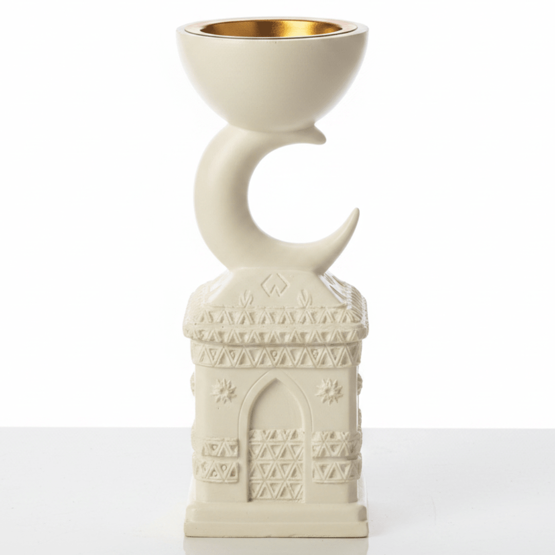 Cream Chalk Arabic Incense Burner — Crescent Moon & Mosque Design | 22cm - Al Kabayel Discount CentreCream Chalk Arabic Incense Burner — Crescent Moon & Mosque Design | 22cmIncense BurnerAKDCAl Kabayel Discount Centre