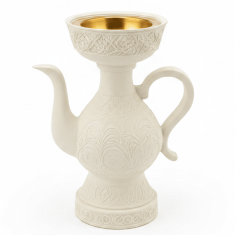 Cream Chalk Arabic Incense Burner | Ornate Floral Engraving | 18cm - Al Kabayel Discount CentreCream Chalk Arabic Incense Burner | Ornate Floral Engraving | 18cmIncense BurnerAKDCAl Kabayel Discount Centre