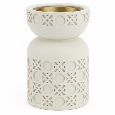 Cream Chalk Ceramic Incense Burner | Geometric Lattice Design | 10×6 cm - Al Kabayel Discount CentreCream Chalk Ceramic Incense Burner | Geometric Lattice Design | 10×6 cmIncense burnerAKDCAl Kabayel Discount Centre