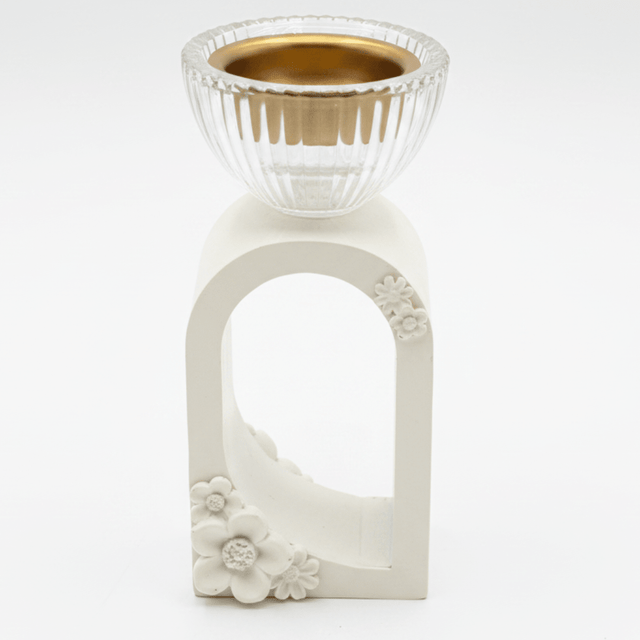 Cream Chalk & Crystal Glass Incense Burner | Floral Arch Design | 15cm - Al Kabayel Discount CentreCream Chalk & Crystal Glass Incense Burner | Floral Arch Design | 15cmIncense burnerAKDCAl Kabayel Discount Centre
