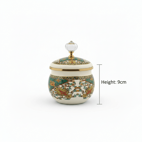 Cream Enamel Candy Bowl with Ornate Floral Design & lid - 9cm - Al Kabayel Discount CentreCream Enamel Candy Bowl with Ornate Floral Design & lid - 9cmJars & Food SaversAKDCAl Kabayel Discount Centre