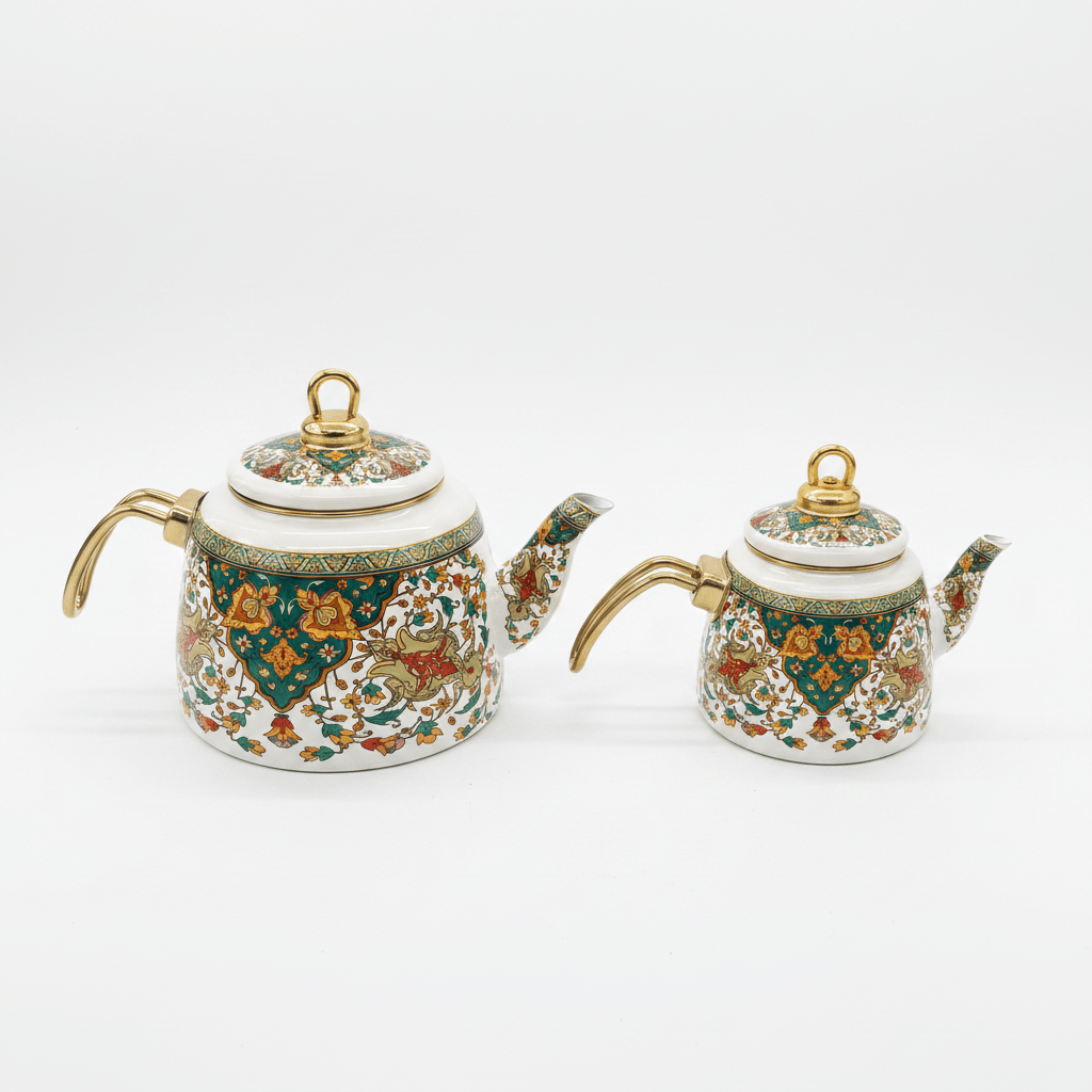 Cream Enamel Kettle Set with Floral Design — 2 Pcs - 2.2 Litre + 1 Litre - Al Kabayel Discount CentreCream Enamel Kettle Set with Floral Design — 2 Pcs - 2.2 Litre + 1 LitreTea/Coffee PotsAKDCAl Kabayel Discount Centre