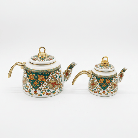 Cream Enamel Kettle Set with Floral Design — 2 Pcs - 2.2 Litre + 1 Litre - Al Kabayel Discount CentreCream Enamel Kettle Set with Floral Design — 2 Pcs - 2.2 Litre + 1 LitreTea/Coffee PotsAKDCAl Kabayel Discount Centre