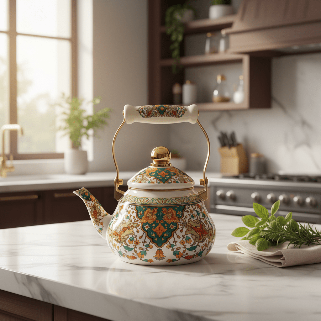 Cream Enamel Kettle with Floral Design – 1.5 Ltr - Al Kabayel Discount CentreCream Enamel Kettle with Floral Design – 1.5 LtrTea/Coffee PotsAKDCAl Kabayel Discount Centre