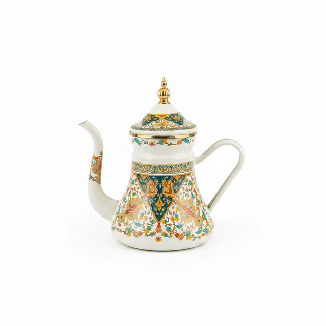 Cream Enamel Kettle with Ornate Floral Design – 1.2 Ltr - Al Kabayel Discount CentreCream Enamel Kettle with Ornate Floral Design – 1.2 LtrTea/Coffee PotsAKDCAl Kabayel Discount Centre