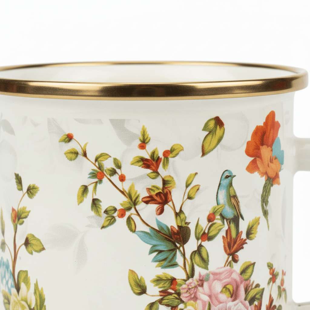 Cream Enamel Mug With Floral Garden Design - 300ml - Al Kabayel Discount CentreCream Enamel Mug With Floral Garden Design - 300mlMugsAKDCAl Kabayel Discount Centre