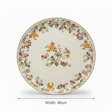 Cream Enamel Round Serving Tray with Floral Design — 46cm - Al Kabayel Discount CentreCream Enamel Round Serving Tray with Floral Design — 46cmServing TraysAKDCAl Kabayel Discount Centre