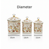 Cream Floral Enamel Canister With Lid Set of 3 - 11cm / 13 cm / 15cm - Al Kabayel Discount CentreCream Floral Enamel Canister With Lid Set of 3 - 11cm / 13 cm / 15cmJars & Food SaversAKDCAl Kabayel Discount Centre