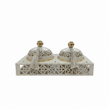 Cream & Gold Arabesque Candy Bowl with Holder — 2 Pcs Set - 27×15 cm - Al Kabayel Discount CentreCream & Gold Arabesque Candy Bowl with Holder — 2 Pcs Set - 27×15 cmBowlsAKDCAl Kabayel Discount Centre