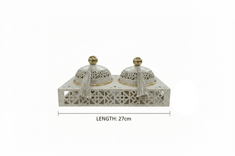 Cream & Gold Arabesque Candy Bowl with Holder — 2 Pcs Set - 27×15 cm - Al Kabayel Discount CentreCream & Gold Arabesque Candy Bowl with Holder — 2 Pcs Set - 27×15 cmBowlsAKDCAl Kabayel Discount Centre