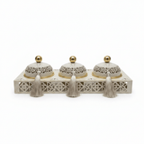 Cream & Gold Arabesque Candy Bowl with Holder — 3 Pcs Set - 40×15 cm - Al Kabayel Discount CentreCream & Gold Arabesque Candy Bowl with Holder — 3 Pcs Set - 40×15 cmBowlsAKDCAl Kabayel Discount Centre