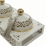 Cream & Gold Arabesque Candy Bowl with Holder — 3 Pcs Set - 40×15 cm - Al Kabayel Discount CentreCream & Gold Arabesque Candy Bowl with Holder — 3 Pcs Set - 40×15 cmBowlsAKDCAl Kabayel Discount Centre