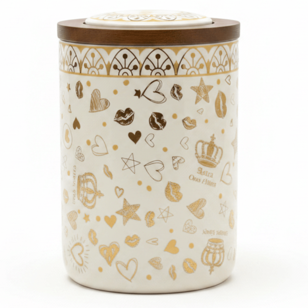 Cream & Gold Ceramic Canister with Lid | 15×10cm - Al Kabayel Discount CentreCream & Gold Ceramic Canister with Lid | 15×10cmJars & Food SaversAKDCAl Kabayel Discount Centre