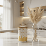 Cream & Gold Ceramic Canister with Wooden & Ceramic Lid | 15×10cm - Al Kabayel Discount CentreCream & Gold Ceramic Canister with Wooden & Ceramic Lid | 15×10cmJars & Food SaversAKDCAl Kabayel Discount Centre