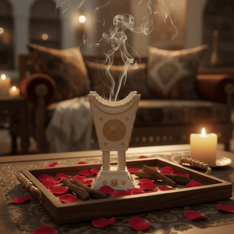Cream & Gold Chalk Incense Burner | Arabic Majlis Bakhoor Holder | 16×7cm - Al Kabayel Discount CentreCream & Gold Chalk Incense Burner | Arabic Majlis Bakhoor Holder | 16×7cmIncense burnerAKDCAl Kabayel Discount Centre