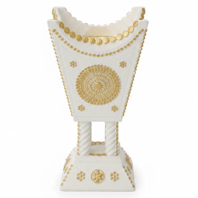 Cream & Gold Chalk Incense Burner | Arabic Majlis Bakhoor Holder | 16×7cm - Al Kabayel Discount CentreCream & Gold Chalk Incense Burner | Arabic Majlis Bakhoor Holder | 16×7cmIncense burnerAKDCAl Kabayel Discount Centre