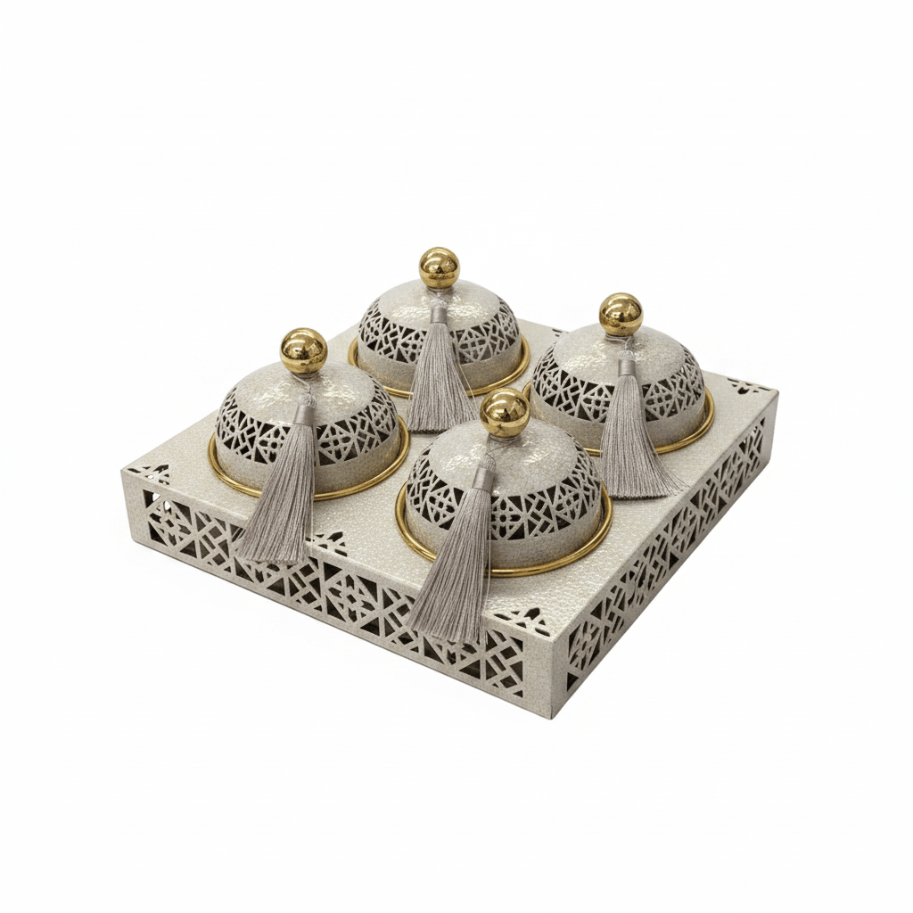 Cream & Gold Metal 4-Piece Candy Bowl Set with Tray - 27×27 cm - Al Kabayel Discount CentreCream & Gold Metal 4-Piece Candy Bowl Set with Tray - 27×27 cmBowlsAKDCAl Kabayel Discount Centre