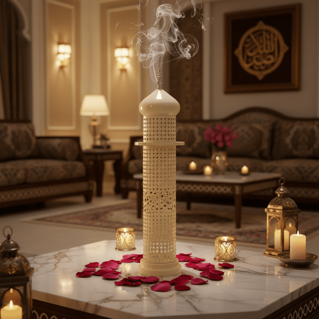 Cream Metal Incense Burner — Minaret Tower Design | 60cm | Arabic Bakhoor Holder - Al Kabayel Discount CentreCream Metal Incense Burner — Minaret Tower Design | 60cm | Arabic Bakhoor HolderIncense BurnerAKDCAl Kabayel Discount Centre