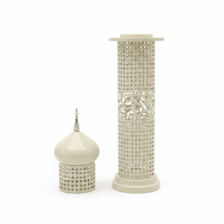 Cream Metal Incense Burner — Minaret Tower Design | 60cm | Arabic Bakhoor Holder - Al Kabayel Discount CentreCream Metal Incense Burner — Minaret Tower Design | 60cm | Arabic Bakhoor HolderIncense BurnerAKDCAl Kabayel Discount Centre