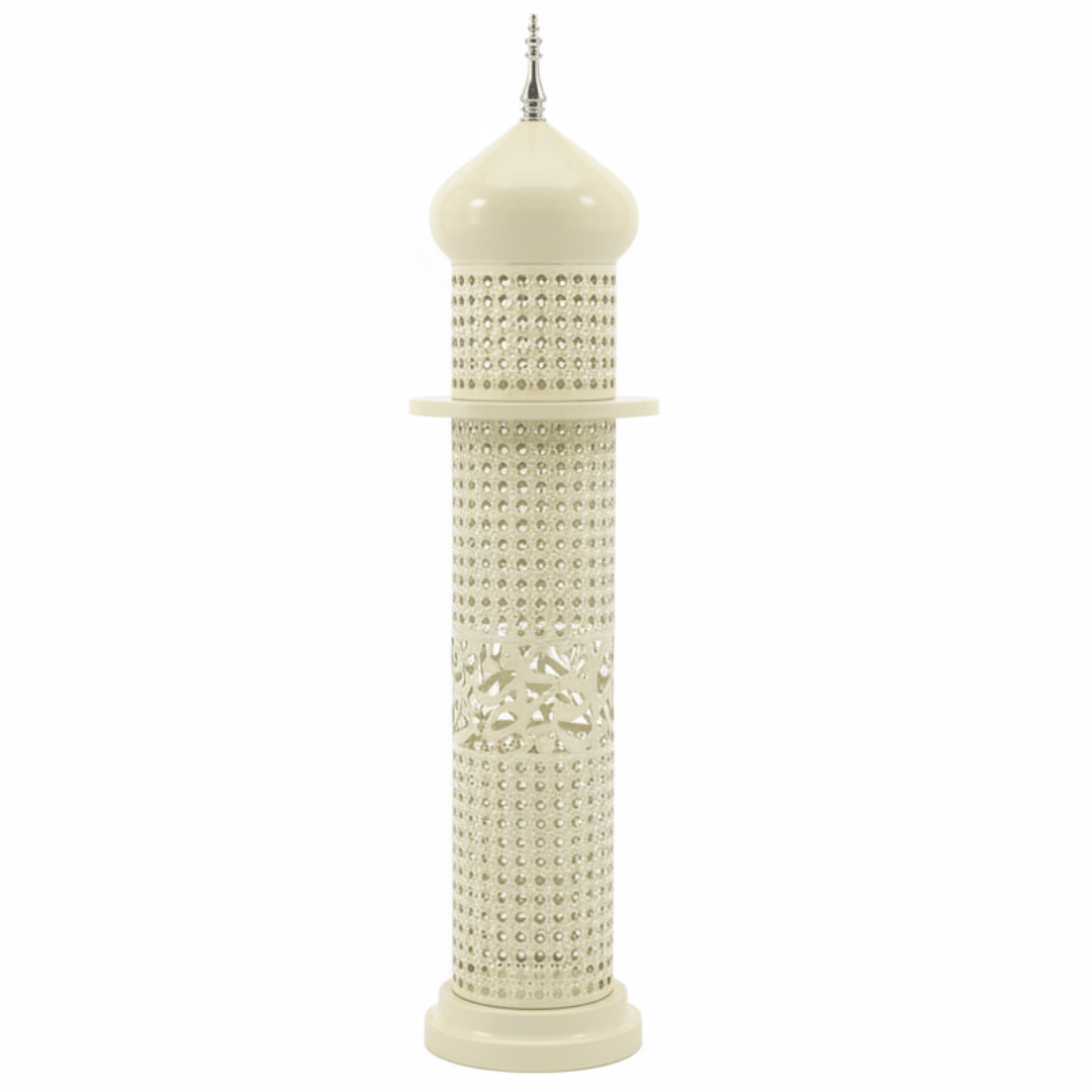 Cream Metal Incense Burner — Minaret Tower Design | 60cm | Arabic Bakhoor Holder - Al Kabayel Discount CentreCream Metal Incense Burner — Minaret Tower Design | 60cm | Arabic Bakhoor HolderIncense BurnerAKDCAl Kabayel Discount Centre