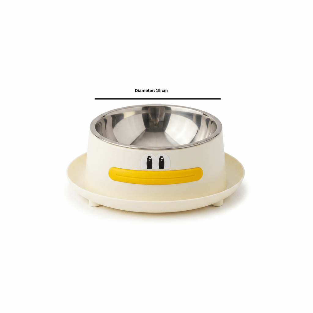 Cream Plastic & Stainless Steel Pet Feeding Bowl – 15cm - Al Kabayel Discount CentreCream Plastic & Stainless Steel Pet Feeding Bowl – 15cmPet SuppliesAKDCAl Kabayel Discount Centre