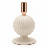 Cream & Rose Gold Metal Ribbed Candle Holder | Elegant Sphere Base | 18cm - Al Kabayel Discount CentreCream & Rose Gold Metal Ribbed Candle Holder | Elegant Sphere Base | 18cmHome Décor AccentsAKDCAl Kabayel Discount Centre