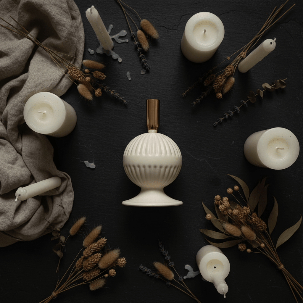 Cream & Rose Gold Metal Ribbed Candle Holder | Elegant Sphere Base | 18cm - Al Kabayel Discount CentreCream & Rose Gold Metal Ribbed Candle Holder | Elegant Sphere Base | 18cmHome Décor AccentsAKDCAl Kabayel Discount Centre