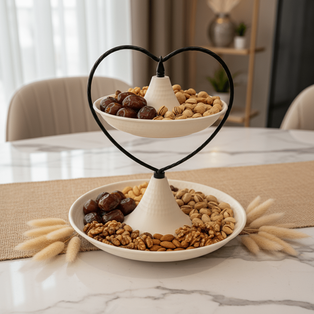 Cream Round 2-Tier Metal Serving Tray - 25 × 20 cm - Al Kabayel Discount CentreCream Round 2-Tier Metal Serving Tray - 25 × 20 cmServing TraysAKDCAl Kabayel Discount Centre