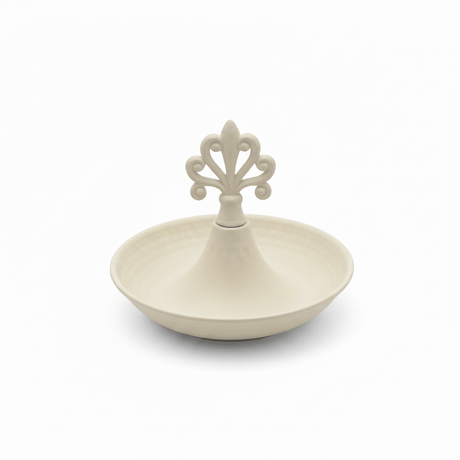 Cream Round Metal Serving Tray with Ornate Finial - 15×13 cm - Al Kabayel Discount CentreCream Round Metal Serving Tray with Ornate Finial - 15×13 cmServing TraysAKDCAl Kabayel Discount Centre