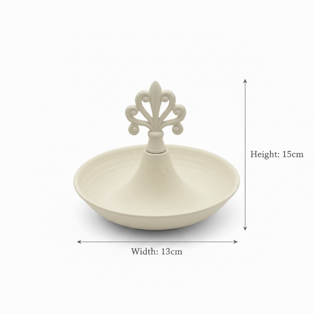 Cream Round Metal Serving Tray with Ornate Finial - 15×13 cm - Al Kabayel Discount CentreCream Round Metal Serving Tray with Ornate Finial - 15×13 cmServing TraysAKDCAl Kabayel Discount Centre