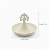 Cream Round Metal Serving Tray with Ornate Finial - 15×13 cm - Al Kabayel Discount CentreCream Round Metal Serving Tray with Ornate Finial - 15×13 cmServing TraysAKDCAl Kabayel Discount Centre