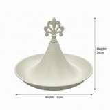 Cream Round Metal Serving Tray with Ornate Finial - 26×18 cm - Al Kabayel Discount CentreCream Round Metal Serving Tray with Ornate Finial - 26×18 cmServing TraysAKDCAl Kabayel Discount Centre
