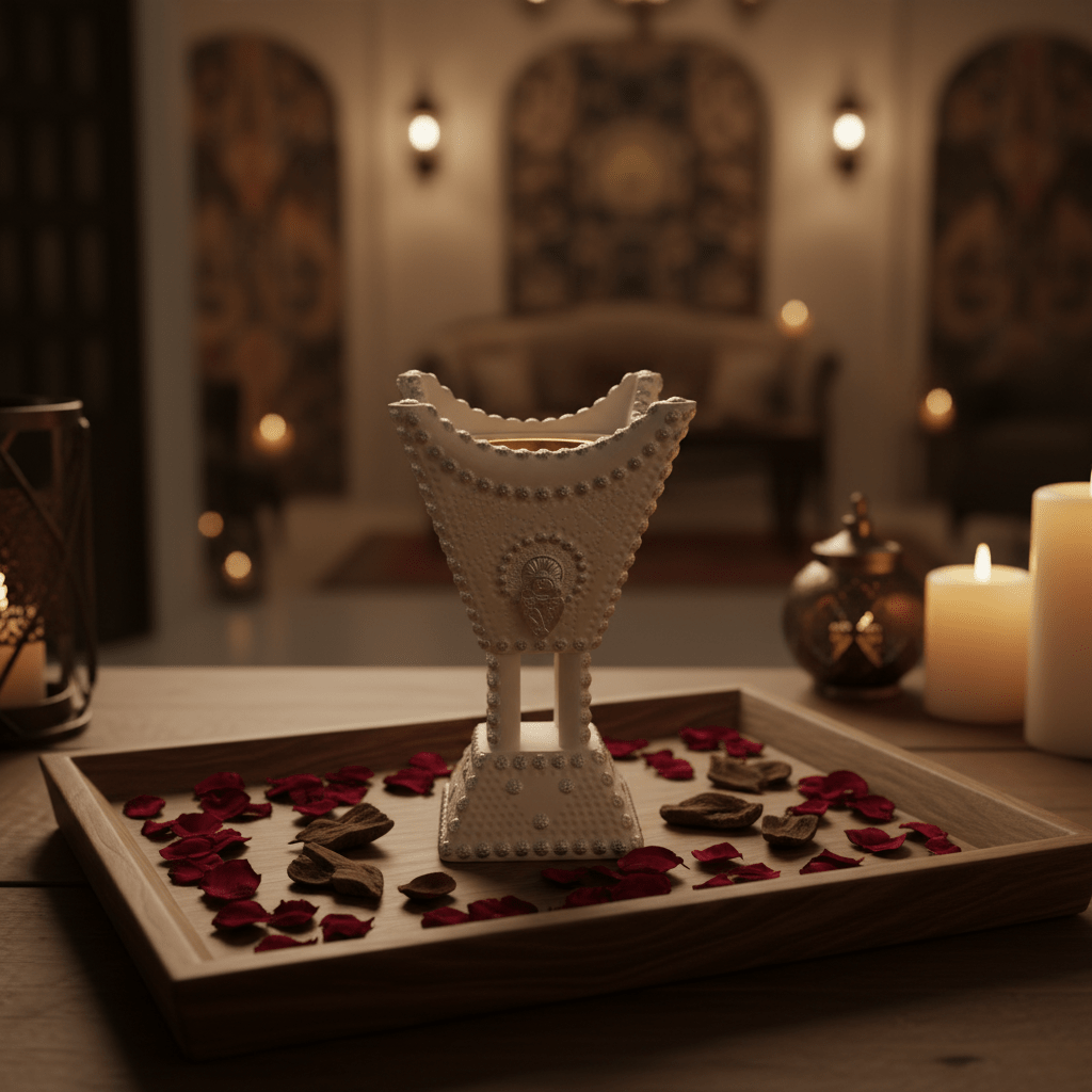 Cream & Silver Chalk Incense Burner | Arabic Majlis Bakhoor Holder | 13×8cm - Al Kabayel Discount CentreCream & Silver Chalk Incense Burner | Arabic Majlis Bakhoor Holder | 13×8cmIncense burnerAKDCAl Kabayel Discount Centre