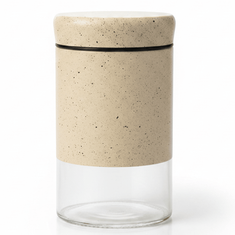 Cream Speckled Metal & Glass Canister — 750 ML | Airtight Kitchen Storage Jar - Al Kabayel Discount CentreCream Speckled Metal & Glass Canister — 750 ML | Airtight Kitchen Storage JarJars & Food SaversAKDCAl Kabayel Discount Centre