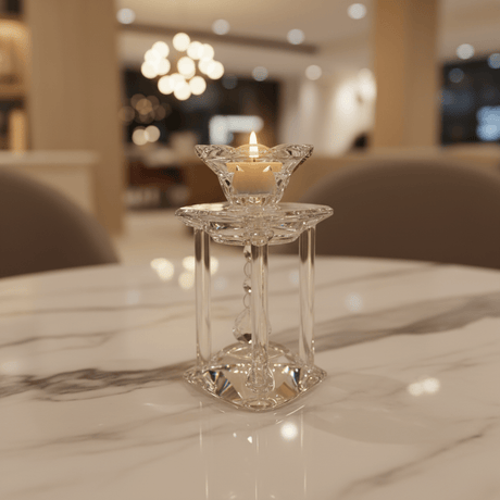 Crystal Candle Holder 15cm | Tiered Glass Candle Burner | Luxury Home Décor - Al Kabayel Discount CentreCrystal Candle Holder 15cm | Tiered Glass Candle Burner | Luxury Home DécorHome Décor AccentsAKDCAl Kabayel Discount Centre