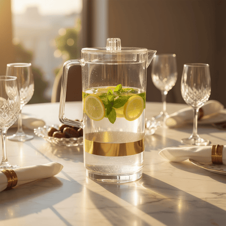 Crystal Clear Acrylic Jug with Gold Band — 1.5 Litre - Al Kabayel Discount CentreCrystal Clear Acrylic Jug with Gold Band — 1.5 LitreJugsAKDCAl Kabayel Discount Centre