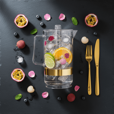 Crystal Clear Acrylic Jug with Gold Band — 1.5 Litre - Al Kabayel Discount CentreCrystal Clear Acrylic Jug with Gold Band — 1.5 LitreJugsAKDCAl Kabayel Discount Centre
