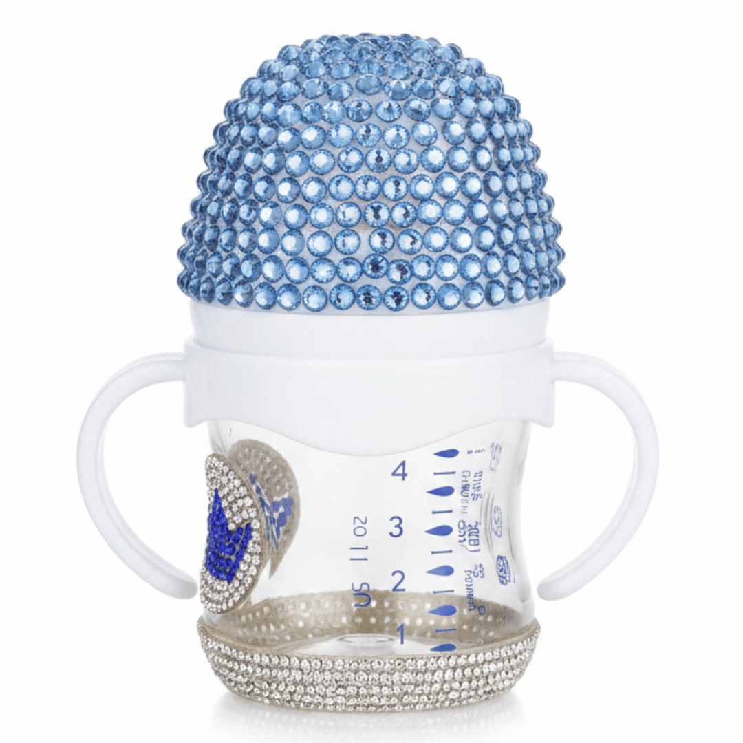 Crystal Crown Baby Glass Feeding Bottle – 120ml | Blue Diamond Edition - Al Kabayel Discount CentreCrystal Crown Baby Glass Feeding Bottle – 120ml | Blue Diamond EditionBaby ProductsAKDCAl Kabayel Discount Centre