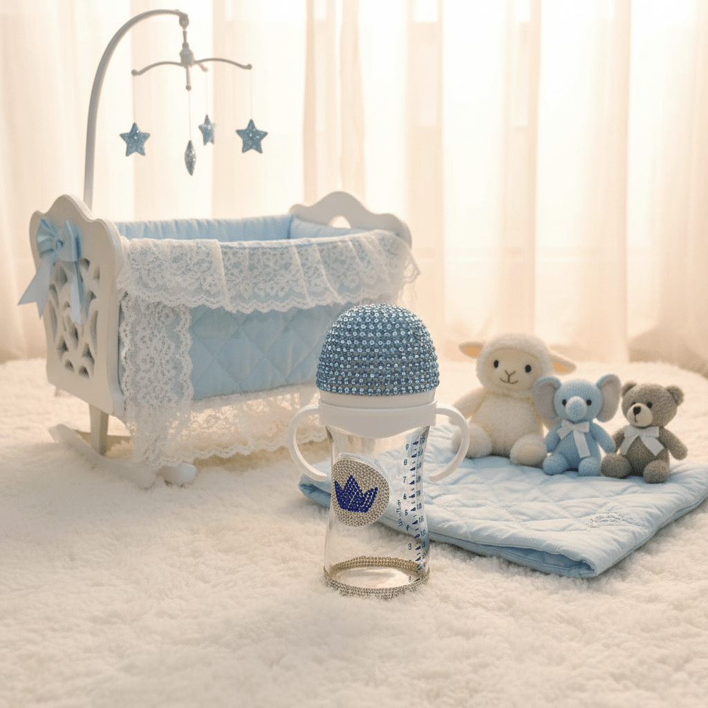 Crystal Crown Baby Glass Feeding Bottle – 240ml | Blue Diamond Edition - Al Kabayel Discount CentreCrystal Crown Baby Glass Feeding Bottle – 240ml | Blue Diamond EditionBaby ProductsAKDCAl Kabayel Discount Centre