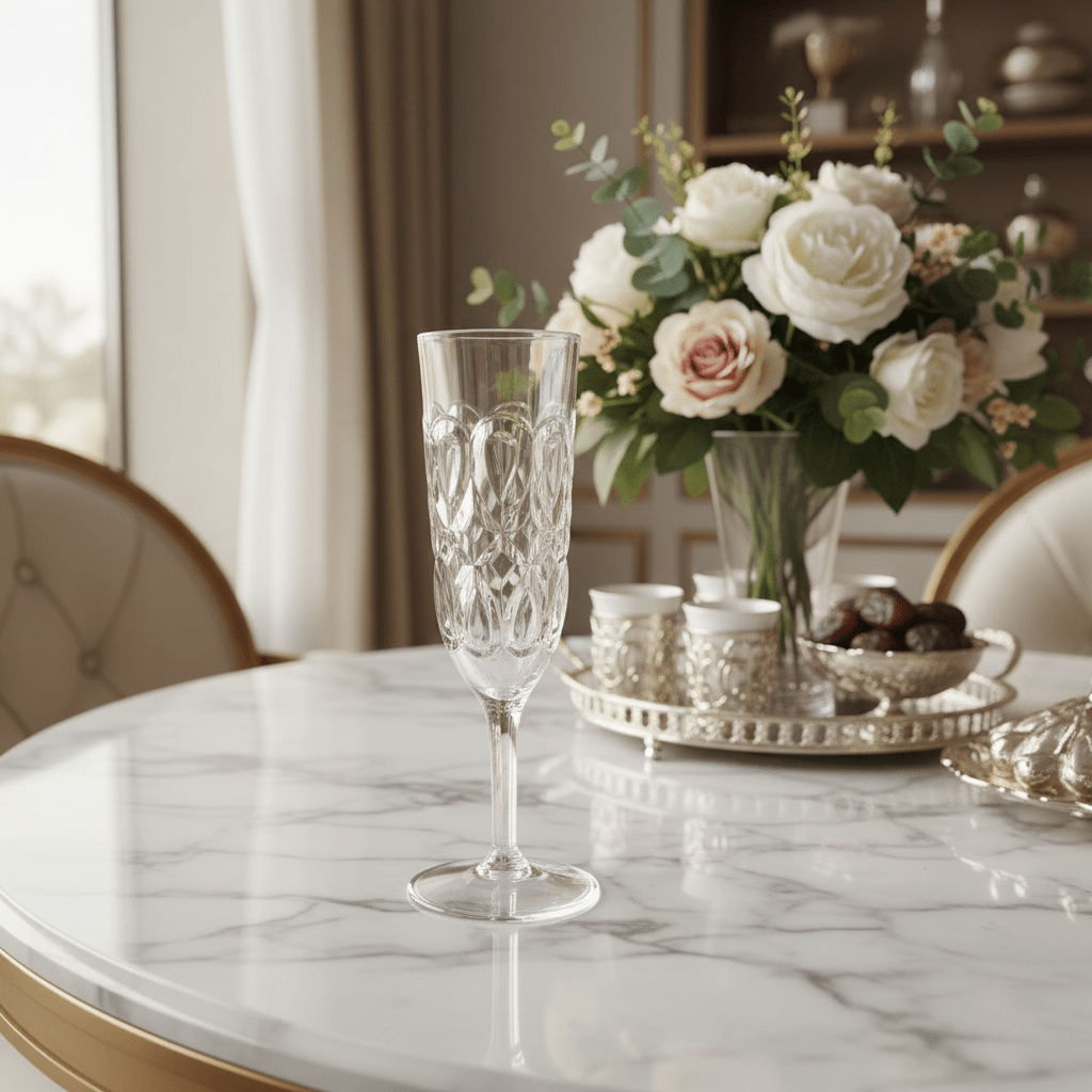 Crystal - Cut Acrylic Champagne Flute | 250ml | Footed Stem Glass - Al Kabayel Discount CentreCrystal - Cut Acrylic Champagne Flute | 250ml | Footed Stem GlassTumblersAKDCAl Kabayel Discount Centre