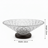 Crystal Diamond-Cut Glass Fruit Bowl with Wooden Base - 25×10 cm - Al Kabayel Discount CentreCrystal Diamond-Cut Glass Fruit Bowl with Wooden Base - 25×10 cmBowlsAKDCAl Kabayel Discount Centre