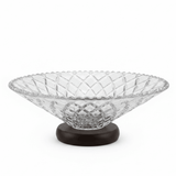 Crystal Diamond-Cut Glass Fruit Bowl with Wooden Base - 25×10 cm - Al Kabayel Discount CentreCrystal Diamond-Cut Glass Fruit Bowl with Wooden Base - 25×10 cmBowlsAKDCAl Kabayel Discount Centre