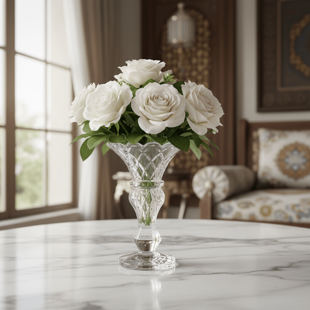 Crystal Flower Vase 16cm – Ornate Cut Glass Centerpiece - Al Kabayel Discount CentreCrystal Flower Vase 16cm – Ornate Cut Glass CenterpieceHome Décor AccentsAKDCAl Kabayel Discount Centre