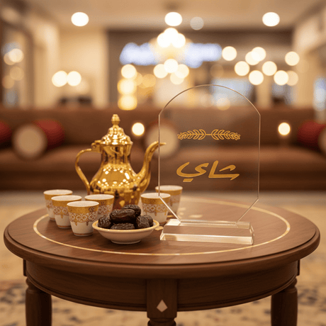Crystal Glass Table Decor with Gold Arabic Chai Calligraphy Design - 9.5 x 15.5 cm - Al Kabayel Discount CentreCrystal Glass Table Decor with Gold Arabic Chai Calligraphy Design - 9.5 x 15.5 cmHome Décor AccentsAKDCAl Kabayel Discount Centre