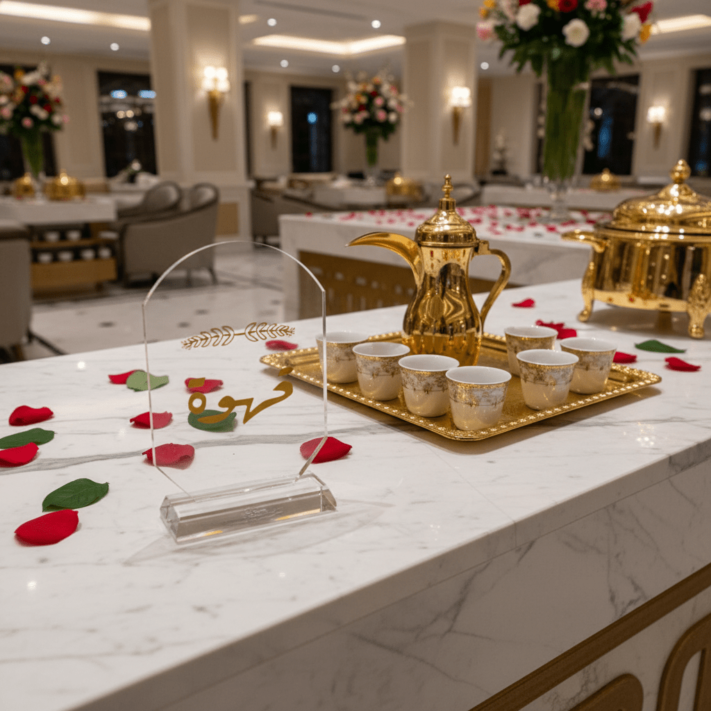 Crystal Glass Table Decor with Gold Arabic Qahwa Calligraphy Design - 9.5 x 15.5 cm - Al Kabayel Discount CentreCrystal Glass Table Decor with Gold Arabic Qahwa Calligraphy Design - 9.5 x 15.5 cmHome Décor AccentsAKDCAl Kabayel Discount Centre