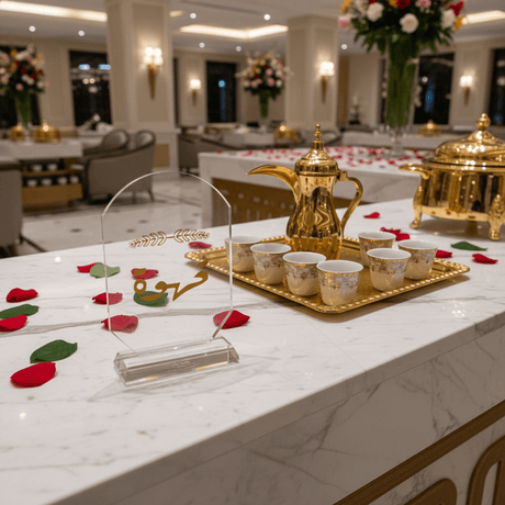 Crystal Glass Table Decor with Gold Arabic Qahwa Calligraphy Design - 9.5 x 15.5 cm - Al Kabayel Discount CentreCrystal Glass Table Decor with Gold Arabic Qahwa Calligraphy Design - 9.5 x 15.5 cmHome Décor AccentsAKDCAl Kabayel Discount Centre