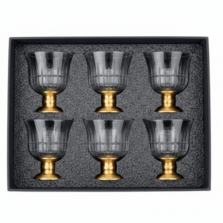 Crystal & Gold Footed Cawa Cup Set — 6 Pieces | 80ml | Premium Arabic Coffee Glasses - Al Kabayel Discount CentreCrystal & Gold Footed Cawa Cup Set — 6 Pieces | 80ml | Premium Arabic Coffee GlassesTea CupsAMECOAl Kabayel Discount Centre